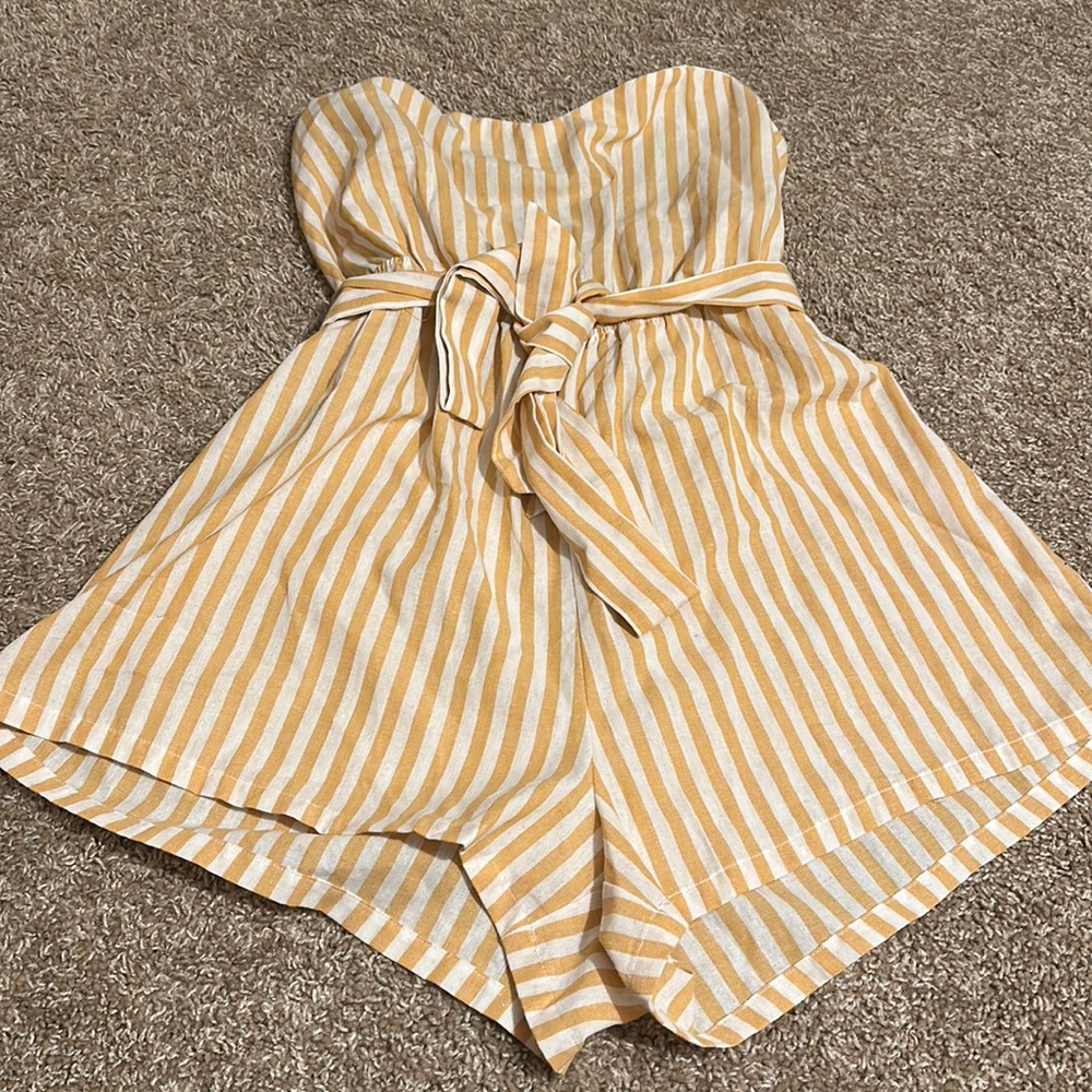 White and yellow stripe romper